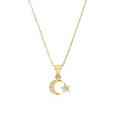 Lantisor aur 14K luna cu stea si pietre 45 cm DiAmanti KP0338PG14K-BO15NG14K _45cm-AS